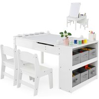 2 1 Art Table & Easel Set Play Activity Drawing Desk Chairs