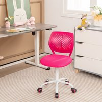 Costway School Desk Chair Ergonomic Study Chair Rolling Swivel Task Chair with Adjustable Height Rose in Pink