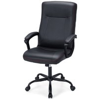 Costway Upholstered Executive Office Chair Ergonomic Computer Desk Chair Swivel Task Chair in Black