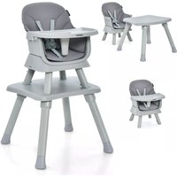 Costway 6-in-1 Baby High Chair Infant Feeding Chair Kids Stool with Removable Tray & Cushion in Grey