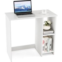 Costway Wooden Computer Desk Writing Desk PC Laptop Table W/2 Compartments in White