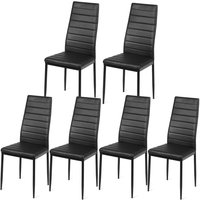Costway Dining Chairs Set of 6 with Comfortable High Back & Padded Seat Side Chairs PVC Leather in Black