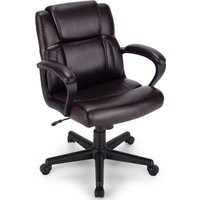 Costway Modern Mid Back Office Chair Swivel Chair w/ Wheels Computer Desk Chair in Dark Brown