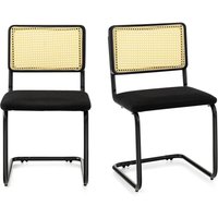 Costway Set of 2 Rattan Bar Stools Upholstered Counter Height Chair Kitchen Dining Stool in Black