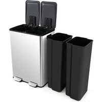 Costway 60L Dual Bin Trash Can 2 x 30L Classified Garbage Bin with 2 Deodorizer Compartments in Silver