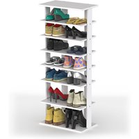Costway 7 Tiers Double Shoe Rack Entryway Tall Display Shelf Vertical Corner Shoe Stand Shelf for 14 Pairs in White