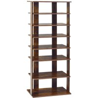 Costway 7 Tiers Double Shoe Rack Entryway Tall Display Shelf Vertical Corner Shoe Stand Shelf for 14 Pairs in Brown