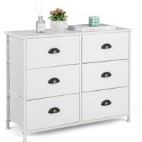 Costway 6 Drawers Dresser Organizer 2-Tier Fabric Storage Organizer Chest of Drawers in White