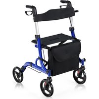 2 1 Lightweight Rollator Aluminum Transport Chair Folding Medical Walker