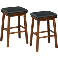 Costway 2PCS 76cm Bar Stools PU Leather Padded Upholstered Counter Height Chair Backless