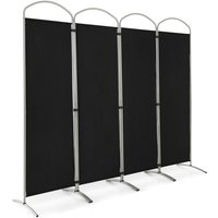 Costway 4 Panel Room Divider 188cm Folding Privacy Screen Portable Freestanding Divider in Black