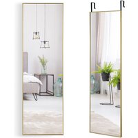 Costway 2 IN1 Full Length Mirror Over the Door Dressing Mirror Hanging Wall Mounted Mirror in Gold
