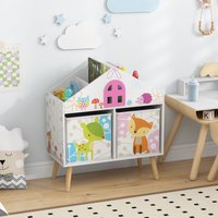 Costway House-shaped Bookshelf Wooden Dollhouse Book Shelves Toy Cabinet Organizer