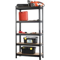 Costway 5-Tier Storage Rack Metal Storage Shelves w/ Adjustable Boards-Black in Black