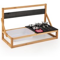 Costway Wall Mounted Mud Kitchen Tabletop Fir Wood Pretend Play Kitchen in Black