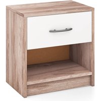 Costway 3-Tier Bedside Table Bedroom Nightstand w/Drawer-Natural+White in Light Oak