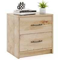 Costway 2-Drawer Nightstand Modern Bedside Table Accent Sofa Side Table-Oak in Light Oak