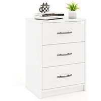 Costway 3-Drawer Nightstand Modern Bedside Table Accent Sofa Side Table in White
