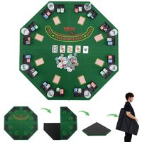 Costway 120cm 8-Player Foldable Poker Table Top w/Carrying Bag&Cup Holders-Green in Green