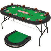 Costway 8 Players Poker Table Folding Cardboard Game Table w/8 Cup Holders-Green in Green