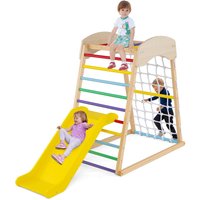 Costway 4-in-1 Jungle Gym Wooden Indoor Toddler Playground w/ Slide