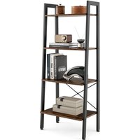 Costway 4-Tier Ladder Bookshelf Industrial Bookcase Storage Shelving Unit Anti Tipping in Brown