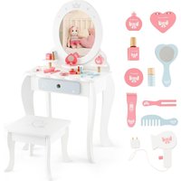 2 1 Vanity Set Makeup Table & Chair Set w Removable Mirror 3+