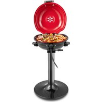 Costway Electric BBQ Grill Portable Standing Grill w/Grilling Rack-Red in Red