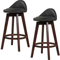 Costway Set of 2 Bar Stools PVC Leather Counter Height Chair 360° Swivel Padded Seat in Black