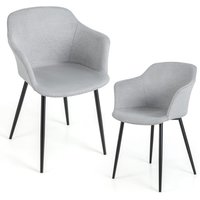 Costway Set of 2 Dining Chairs Upholstered Armless Accent Chair With Ergonomic Backrest in Off-White