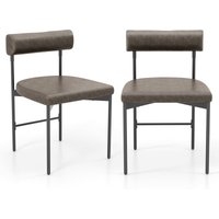 Costway Dining Chair Set of 2 Faux Leather Upholstered Kitchen Side Chair in Grey
