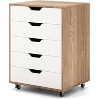 5 Drawer Chest Rolling Dresser Storage Cabinet w Lockable Wheels