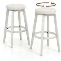 Costway Set of 2 Bar Stools Kitchen Upholstered Chair 360 Swivel Pub Stool 76cm in Beige