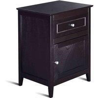 Costway 2-Tier Modern Badroom Nightstand with Drawer in Black
