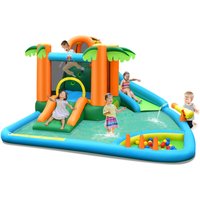 Costway Inflatable Water Slide Park 7 in 1 Bounce House w/ Slide & Trampoline