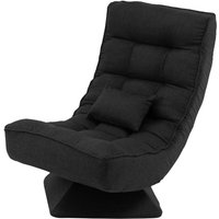 Costway Folding Floor Gaming Chair Swivel Lazy Padded Lounge Chair 4-Position Adjustable in Black