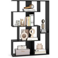 Costway Open-back Geometric Bookshelf Home 6-Cube Large Bookcase-Black in Black