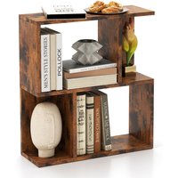 Costway 3-Tier Bookshelf Display Shelf for Small Space Freestanding Side Table Rustic Brown