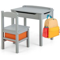 Table & Chair Set Flip Top Study Desk Wooden Activity Table Set