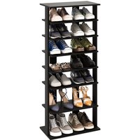Costway 7 Tiers Tall Shoe Rack Patented Space Saving Organizer Storage Shelf 14 pairs in Black