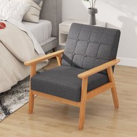 Costway Modern Accent Chair Button Tufted Upholstered Armchair Leisure Sofa in Grey