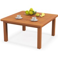 Costway Patio Coffee Table Outdoor Solid Wood Side Table with Slatted Tabletop in Natural
