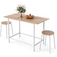 Costway 3-Piece Wooden Dining Set Kitchen Table & 2 Chairs in White