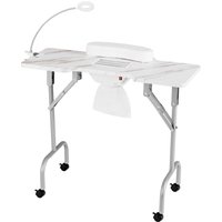 Costway Folding Manicure Nail Table w/Electric Dust Collector & Carry Bag in White