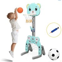 Costway Basketball Hoop Set Stand Kids 3-in-1 Sports Activity Center in Blue