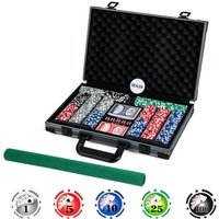 Costway Texas Holdem Poker Chip Set Casino Poker Chips w/400 Pieces Chips in Black