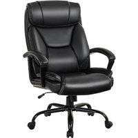 Gymax Swivel Office Chair Adjustable PU Executive Chair With Metal Base in Black