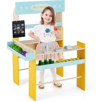 Gymax Kid's Pretend Play Supermarket Toy With 36 Cutting Veggies & Fruits