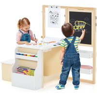 Art Easel & Table & Bench Set Double Sided Adjustable Easel
