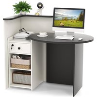 Gymax Counter Desk Reception Desk With Lockable Drawer & Adjustable Shelf in Black